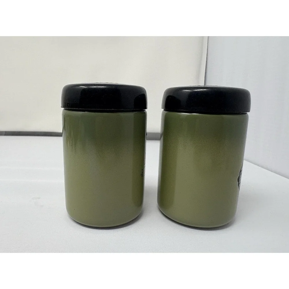 Vintage West Bend Salt &‎ Pepper Shakers Mid Century Modern Olive Green  4